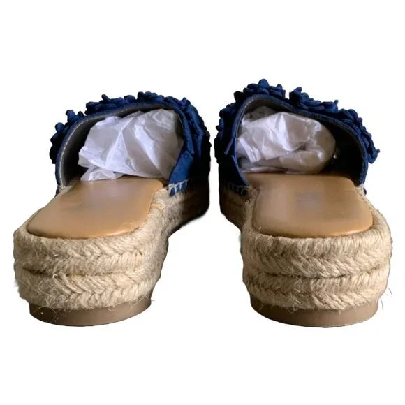 NWOB Carlos Santana Women's Chandler Blue Suede Rhinestone Floral Sandals Sz 5.5 - Picture 5 of 5